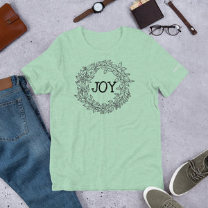 Christmas Wreath JOY Tee - Black Lettering