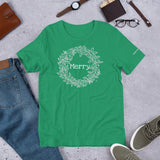 Christmas Wreath Merry Tee - grey lettering