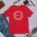 Christmas Wreath Merry Tee - grey lettering