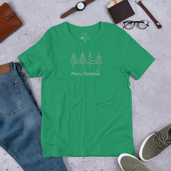 Christmas Free-Style Trees Grayscale Short-Sleeve Unisex T-Shirt