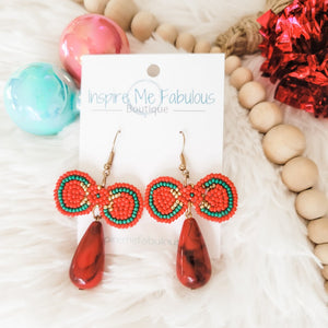 Christmas Ruby Drop Earrings