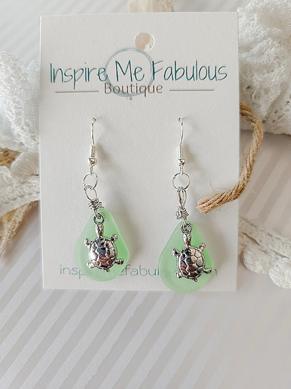 Sea Glass Turtle Earrings